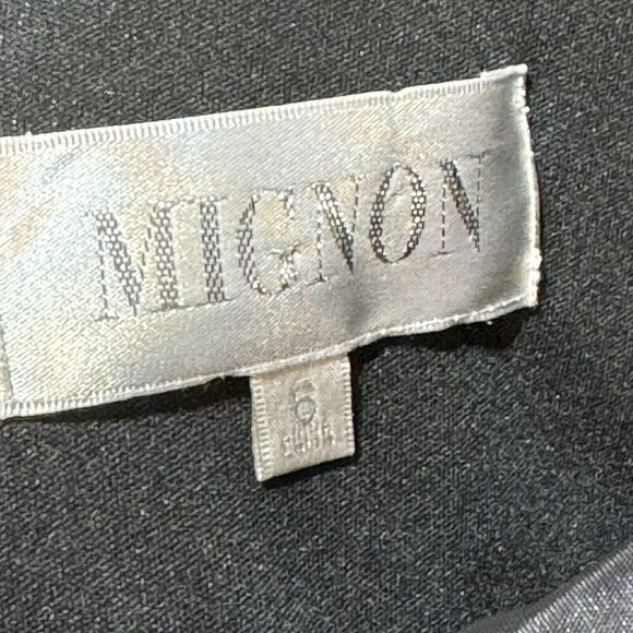 Mignon Maxi Gown Dress Women's 6 Black One Puff Shoulder Sequined Sheath Stretch - Picture 12 of 14